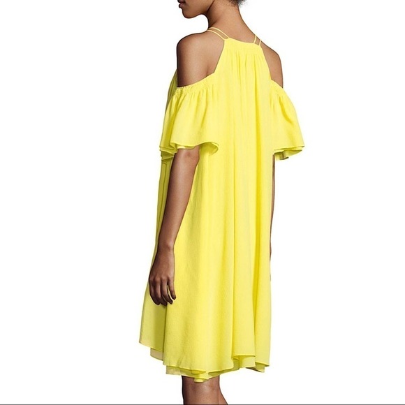APIECE Apart Yellow Appolonia Silk Cold Shoulder Dress Size 6 NWT - Picture 2 of 6